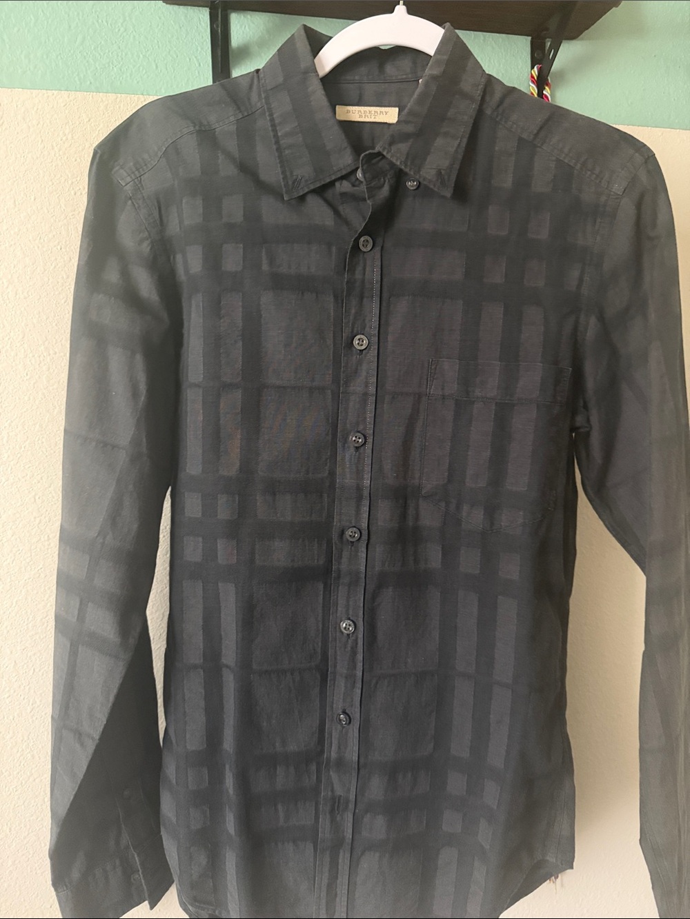 Burberry Black Tonal Check Button-Down Shirt